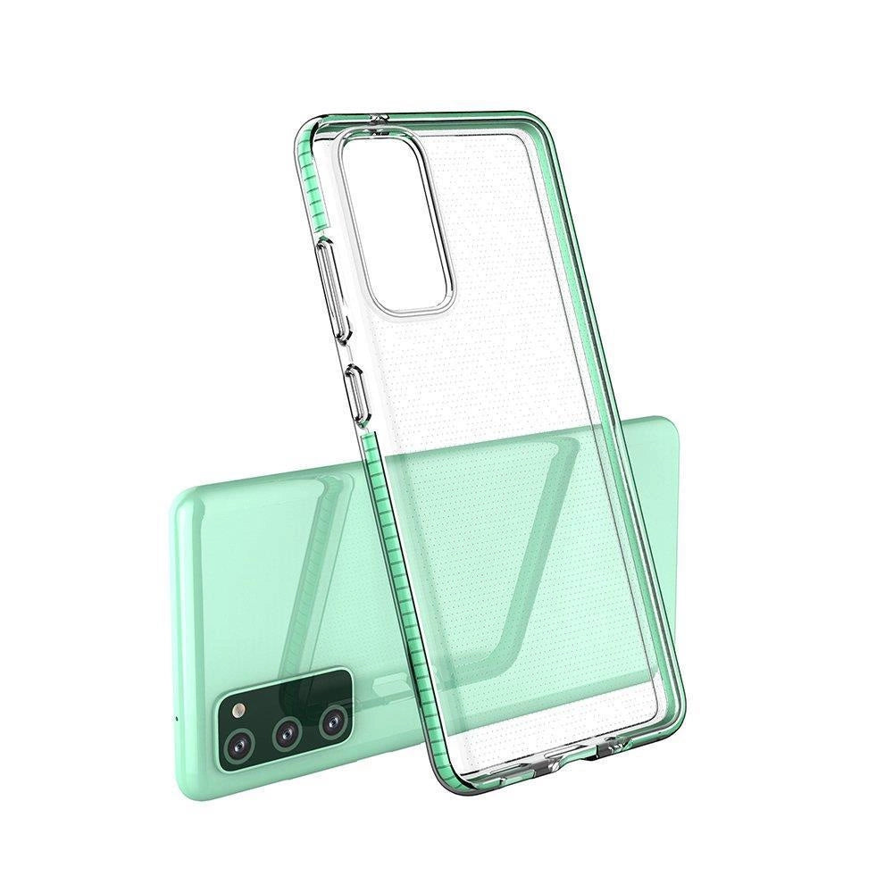 Spring Case klar TPU gel beskyttende cover med farverig ramme til Samsung Galaxy A02s EU sort