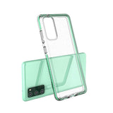 Spring Case klar TPU gel beskyttende cover med farverig ramme til Samsung Galaxy A02s EU lyserød
