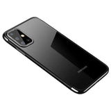 Clear Color Case Gel TPU Elektroplatering ramme Cover til Samsung Galaxy A72 4G sort