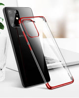 Clear Color Case Gel TPU Elektroplatering ramme Cover til Samsung Galaxy A72 4G sort