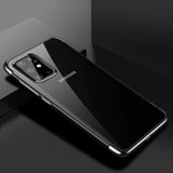Clear Color Case Gel TPU Elektroplatering ramme Cover til Samsung Galaxy A72 4G sort