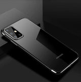 Clear Color Case Gel TPU Elektroplatering ramme Cover til Samsung Galaxy A72 4G sort
