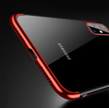 Clear Color Case Gel TPU Elektroplatering ramme Cover til Samsung Galaxy A72 4G sort