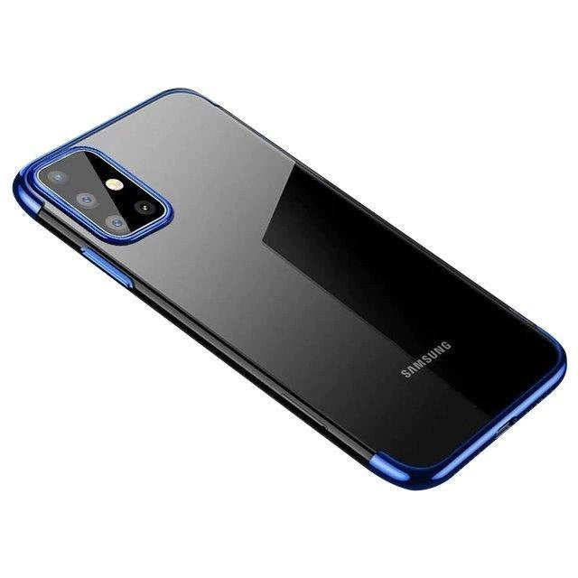 Clear Color Case Gel TPU Elektroplatering ramme Cover til Samsung Galaxy A72 4G blå