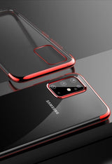Clear Color Case Gel TPU Electroplating Frame Cover til Samsung Galaxy A72 4G blå