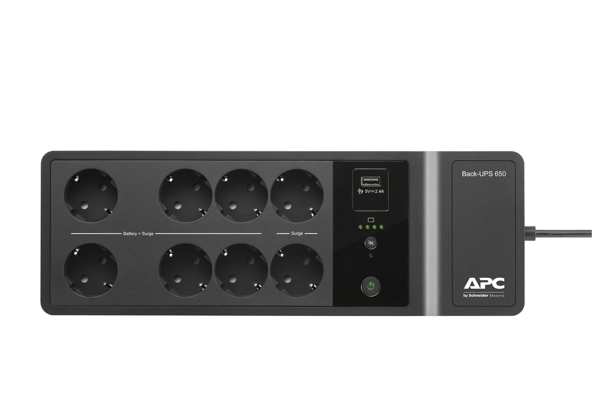 APC Back-UPS 650VA 230V 1 USB charging port - (Offline-) USV UPS-enhed Standby (offline) 0,65 kVA 400 W 8 AC stikkontakt(er)