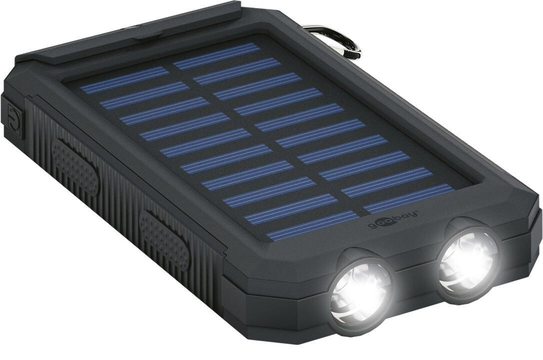 goobay Outdoor PowerBank 8.0 Solarstrømbank 8000mAh 2xUSB-A Sort