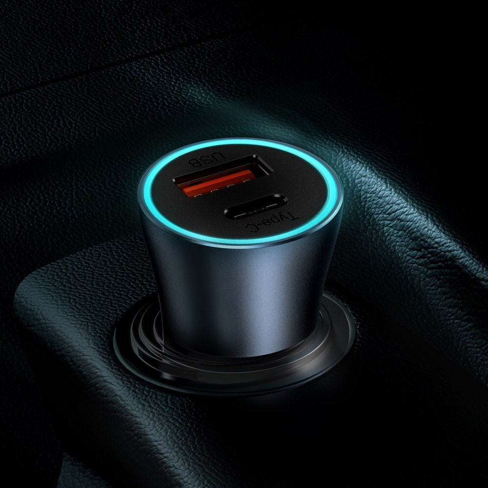 Baseus Golden Contactor Pro fast car charger USB Type C / USB 40 W Power Delivery 3.0 Quick Charge 4+ SCP FCP AFC + USB Type C cable - Lightning gray (TZCCJD-B0G)