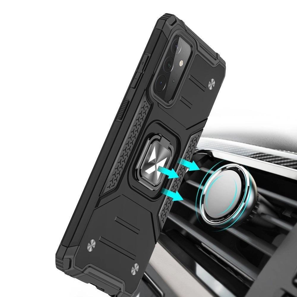 Wozinsky Ring Armor Case Kickstand Tough Rugged Cover til Samsung Galaxy A72 4G lyserød