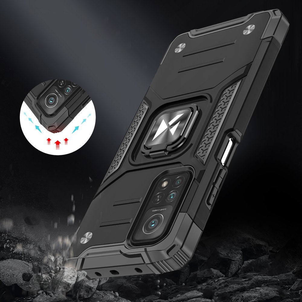 Wozinsky Ring Armor Case Kickstand Tough Rugged Cover til Samsung Galaxy A72 4G blå