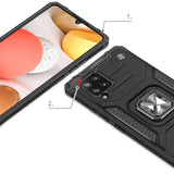 Wozinsky Ring Armor Case Kickstand Tough Rugged Cover til Samsung Galaxy A42 5G lyserød