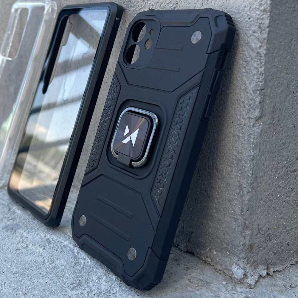 Wozinsky Ring Armor Case Kickstand Tough Rugged Cover til Samsung Galaxy A42 5G lyserød