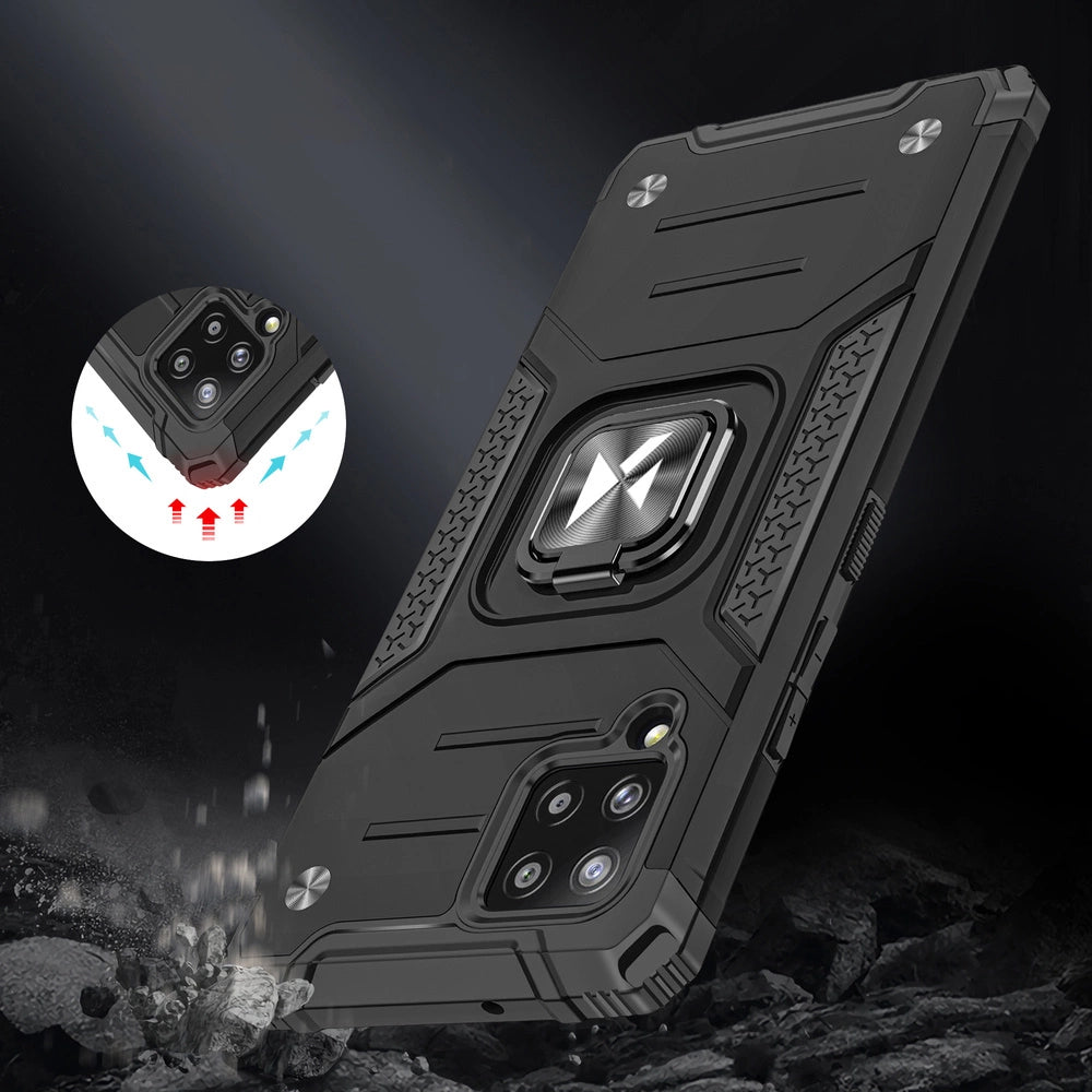 Wozinsky Ring Armor Case Kickstand Tough Rugged Cover til Samsung Galaxy A42 5G blå
