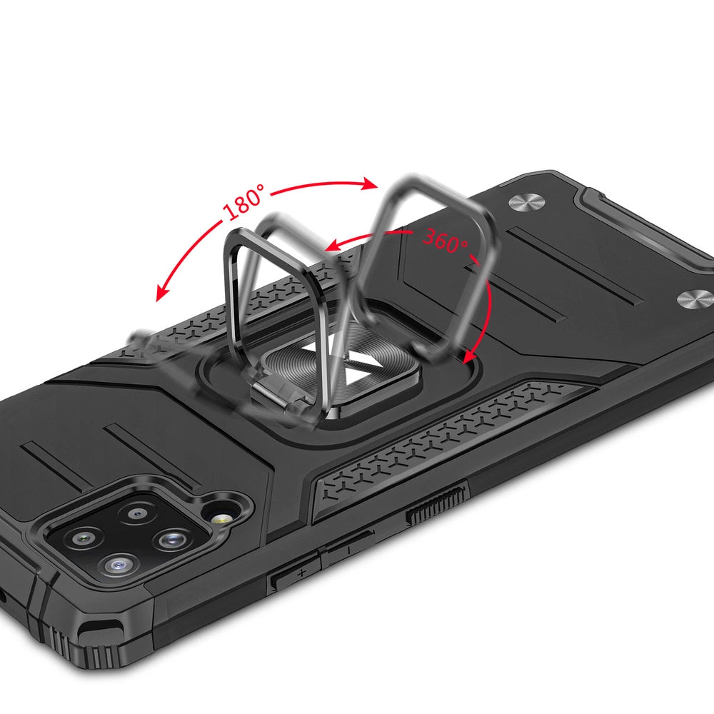 Wozinsky Ring Armor Case Kickstand Tough Rugged Cover til Samsung Galaxy A42 5G sort