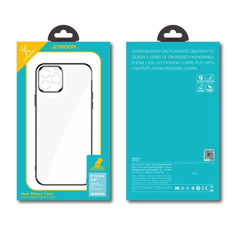 Joyroom New Beauty Series ultra tynde æske med galvaniseret ramme til iPhone 12 Pro sort (JR-BP743)