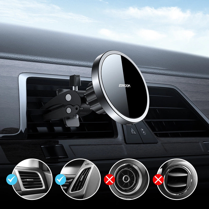 Joyroom Car Magnetic Holder Qi Wireless Inductive Charger 15W (MagSafe Kompatibel til iPhone) Sort (JR-ZS240)