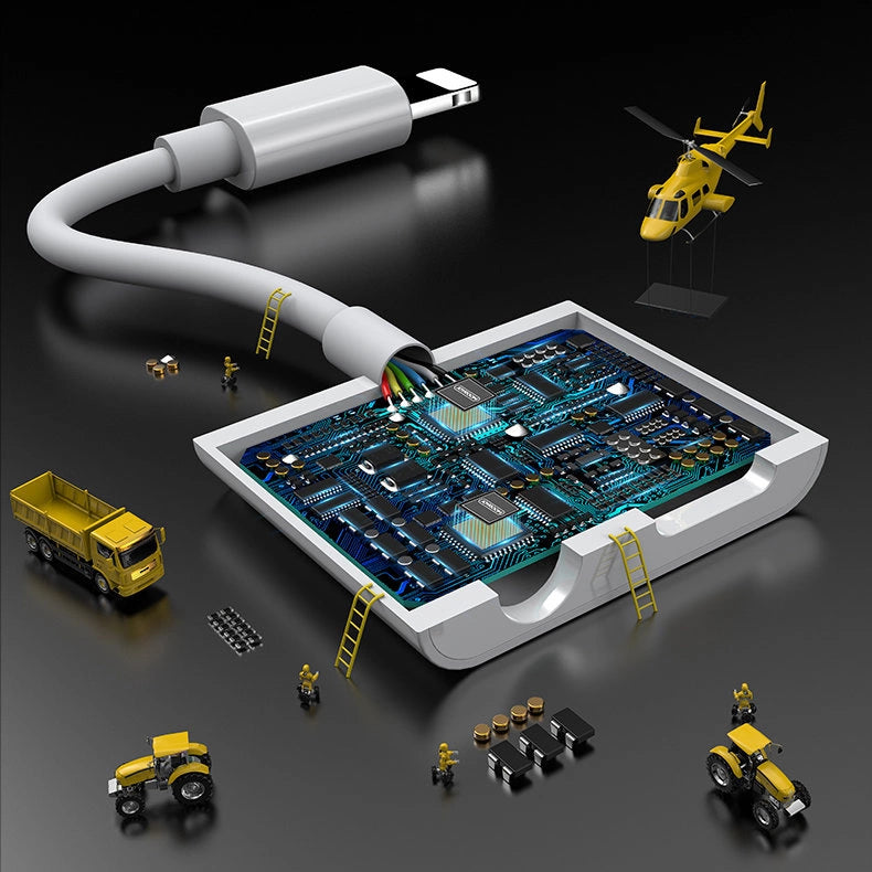 Joyroom S-Y104 hovedtelefonadapter Lightning - Lightning / mini jack 3,5 mm - hvid