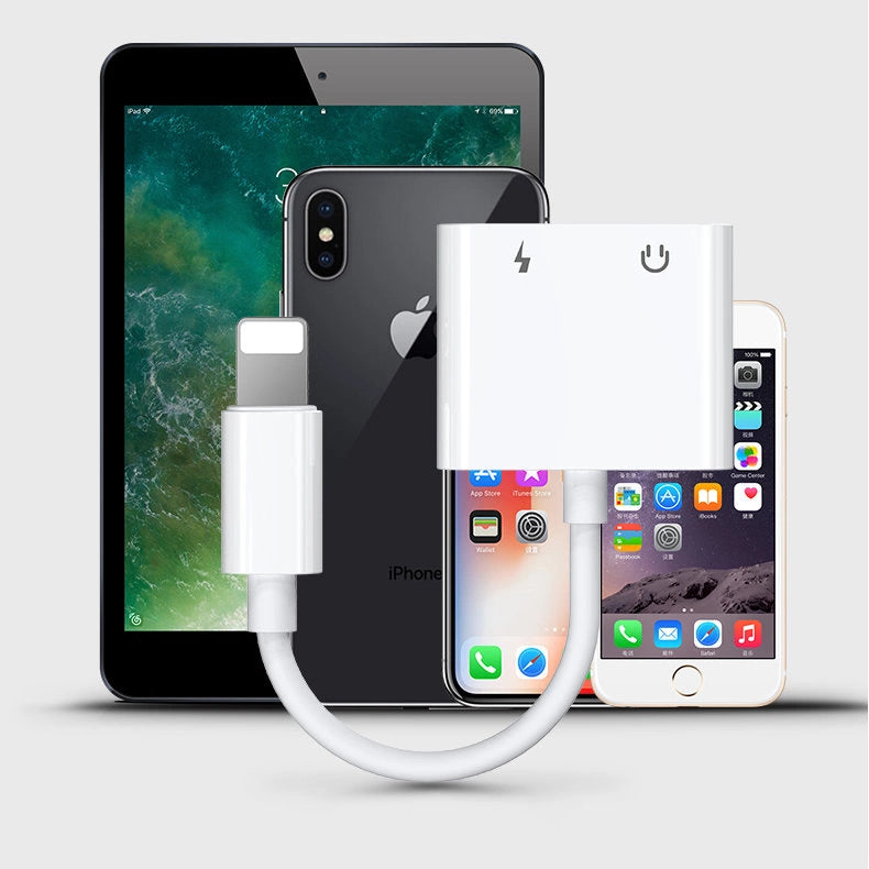 Joyroom S-Y104 hovedtelefonadapter Lightning - Lightning / mini jack 3,5 mm - hvid