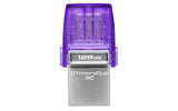 Kingston DataTraveler microDuo 3C 128GB USB 3.2 Gen 1 / USB-C USB stick Lilla Transparent