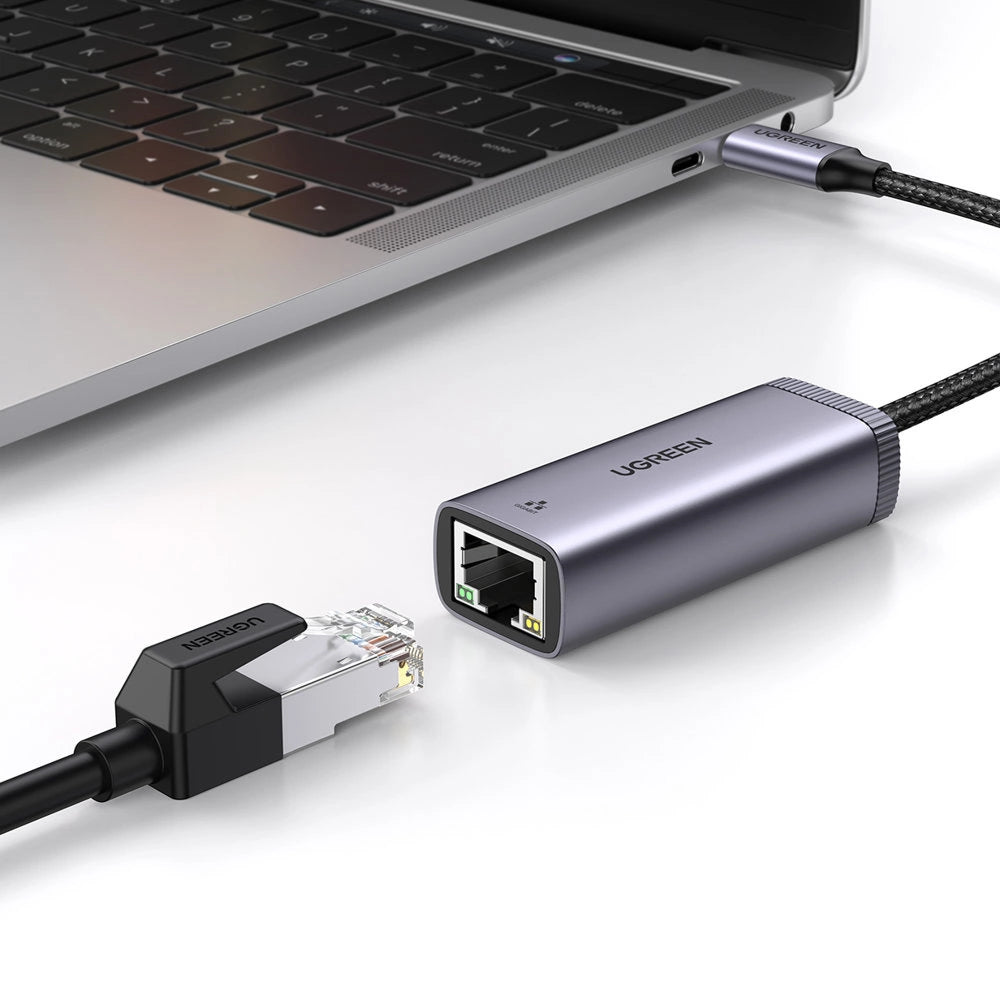 Grøn ekstern USB Type C netværksadapter - RJ45 1Gbps (1000Mbps) grå (40322 CM483)