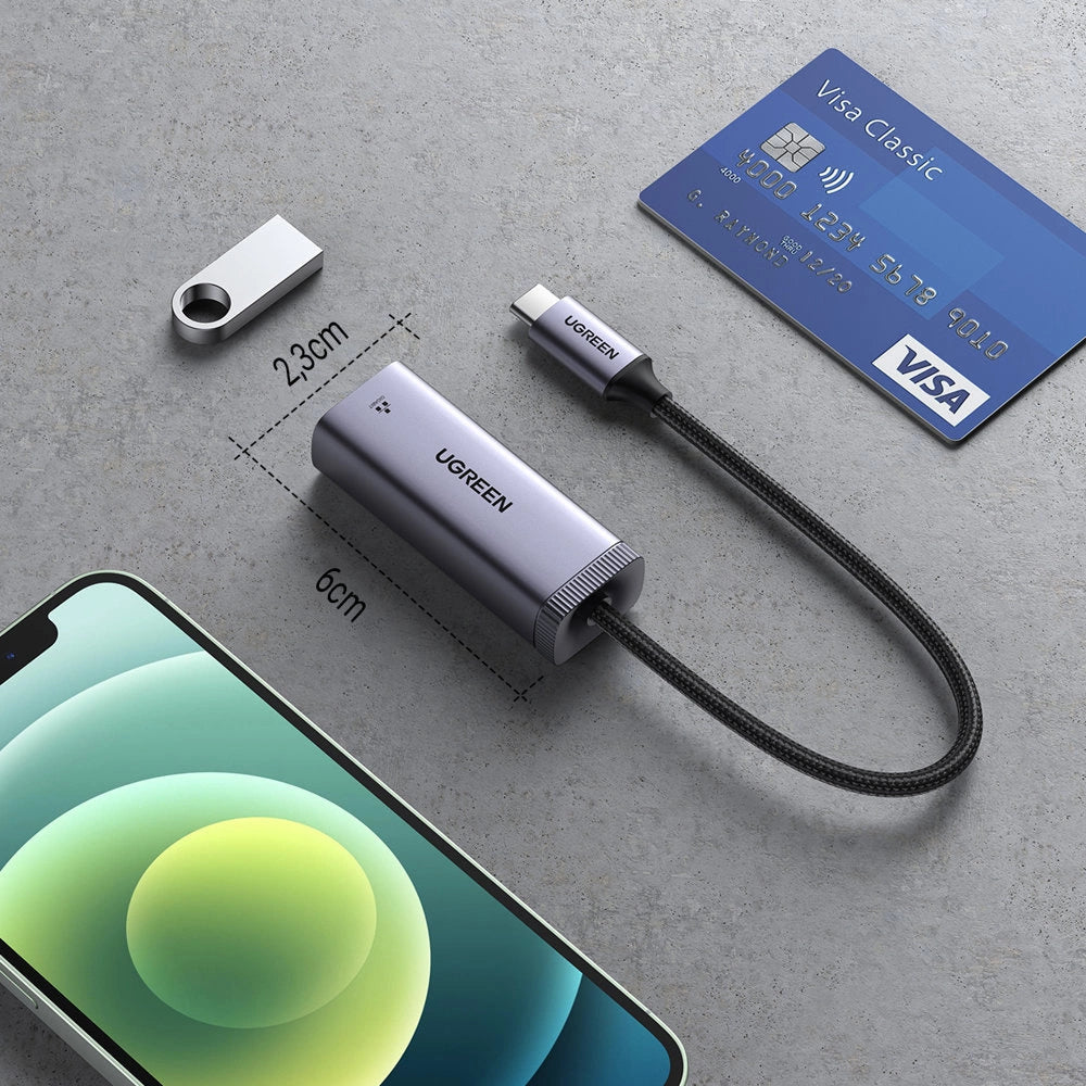 Grøn ekstern USB Type C netværksadapter - RJ45 1Gbps (1000Mbps) grå (40322 CM483)