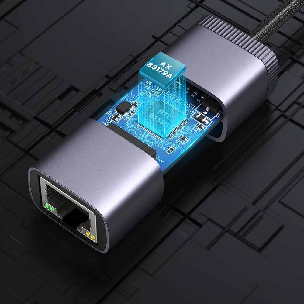 Grøn ekstern USB Type C netværksadapter - RJ45 1Gbps (1000Mbps) grå (40322 CM483)