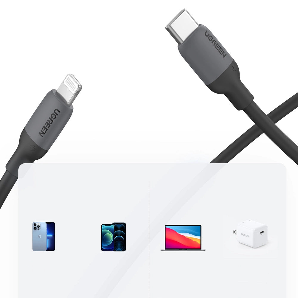 Ugreen US387 Lightning - USB-C MFI PD kabel 20W 480Mb/s 1m - sort