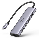 Ugreen multifunktionelle HUB USB Type C - 3x USB 3.2 Gen 1 / HDMI 4K 60Hz / SD og TF-kortlæser grå (60383 CM511)