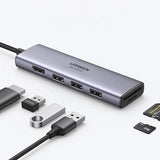 Ugreen multifunktionelle HUB USB Type C - 3x USB 3.2 Gen 1 / HDMI 4K 60Hz / SD og TF-kortlæser grå (60383 CM511)