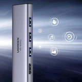 Ugreen multifunktionelle HUB USB Type C - 3x USB 3.2 Gen 1 / HDMI 4K 60Hz / SD og TF-kortlæser grå (60383 CM511)