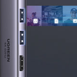 Ugreen 6in1 Multifunktionel USB Type C HUB - 2x USB 3.2 Gen 1 / HDMI 4K 60Hz / SD og TF Card Reader / USB Type C PD 100W Grå (60384 CM511)