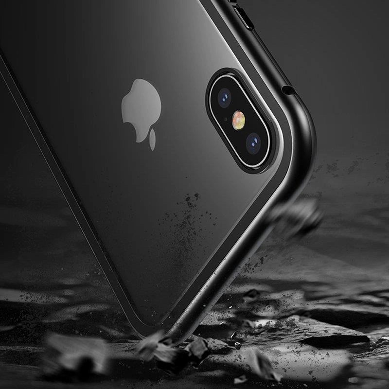 Wozinsky Full Magnetic Case Full Body Front og Back Cover med indbygget glas til Samsung Galaxy A72 4G sort-gennemsigtig