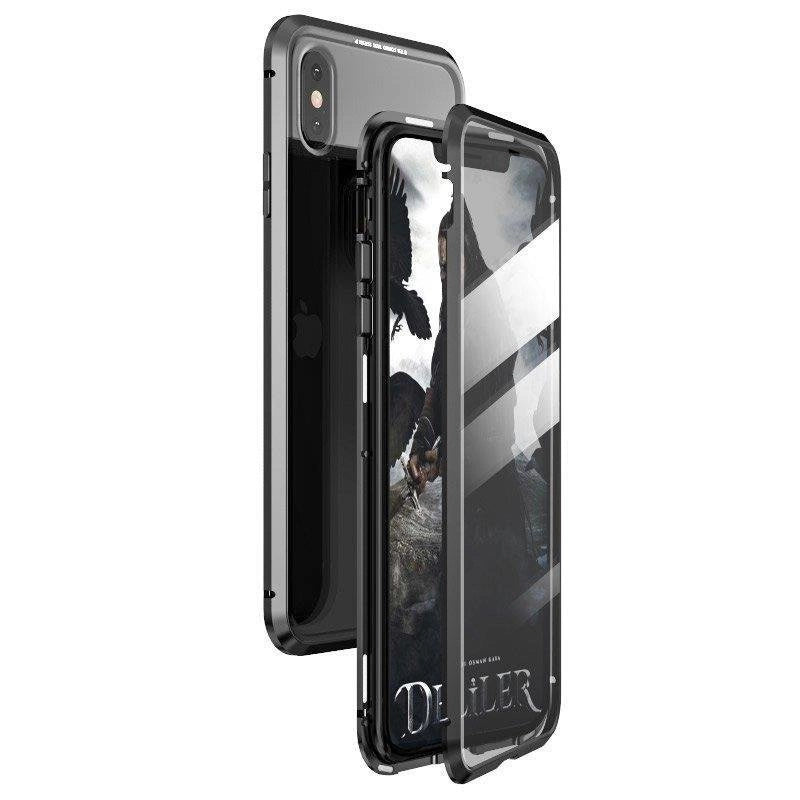 Wozinsky Full Magnetic Case Full Body Front og Back Cover med indbygget glas til Samsung Galaxy A72 4G sort-gennemsigtig