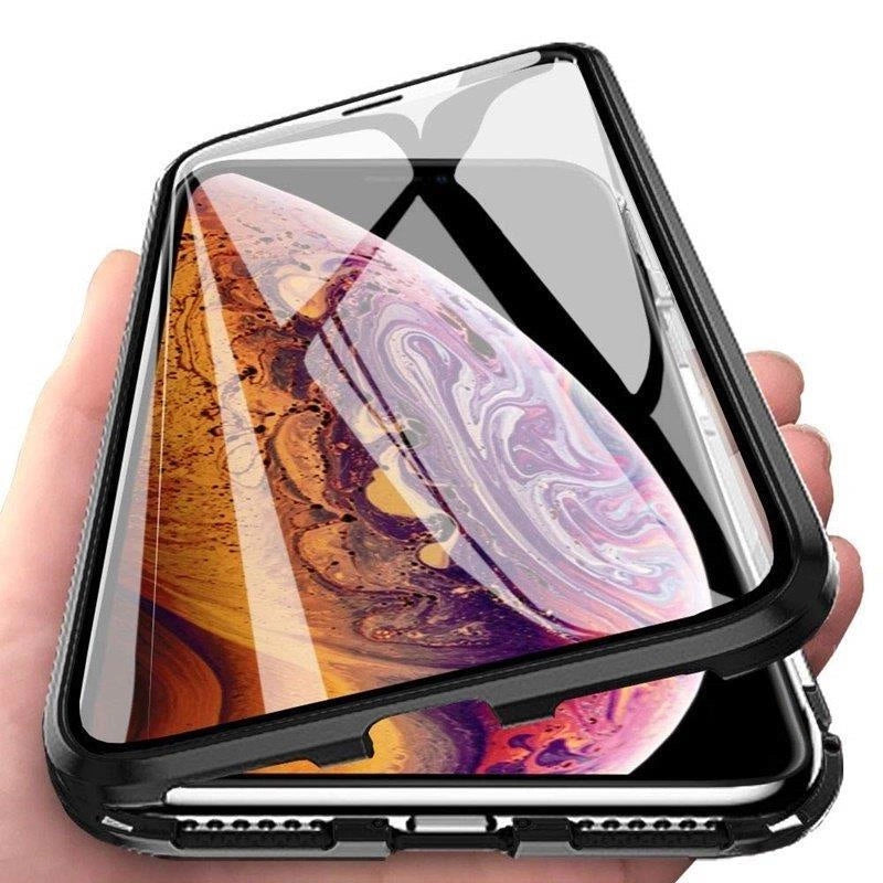 Wozinsky Full Magnetic Case Full Body Front og Back Cover med indbygget glas til Samsung Galaxy A72 4G sort-gennemsigtig