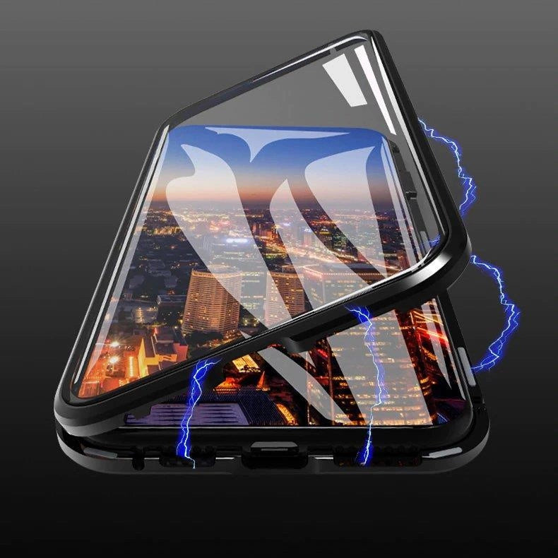 Wozinsky Full Magnetic Case Full Body Front og Back Cover med indbygget glas til Samsung Galaxy A72 4G sort-gennemsigtig