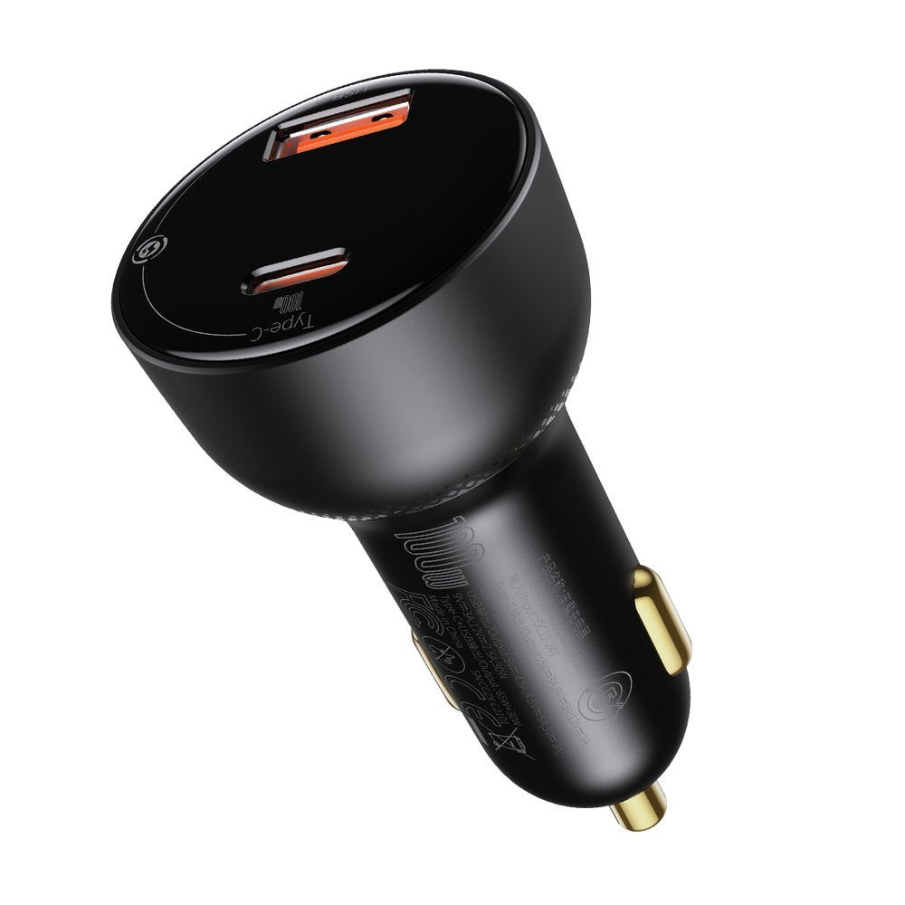 Baseus Superme szybka ładowarka samochodowa USB / USB Type C 100W PPS Hurtig opladning Power Delivery czarny (CCZX-01)