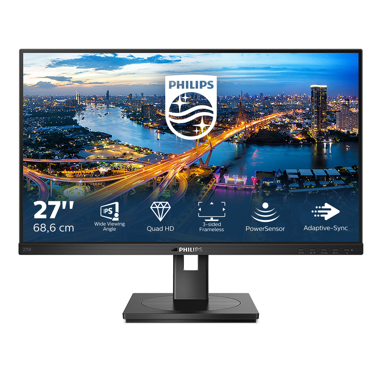 Philips B Line 275B1 27 2560 x 1440 (2K) DVI HDMI DisplayPort 75Hz Pivot Skærm