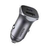 Ugreen Car Charger USB Type C / USB 24W Power Delivery Hurtig opladning Grå (30780)