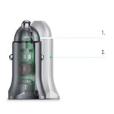 Ugreen Car Charger USB Type C / USB 24W Power Delivery Hurtig opladning Grå (30780)