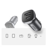 Ugreen Car Charger USB Type C / USB 24W Power Delivery Hurtig opladning Grå (30780)
