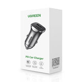 Ugreen Car Charger USB Type C / USB 24W Power Delivery Hurtig opladning Grå (30780)