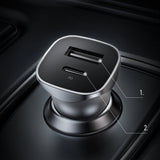 Ugreen Car Charger USB Type C / USB 24W Power Delivery Hurtig opladning Grå (30780)