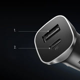 Ugreen Car Charger USB Type C / USB 24W Power Delivery Hurtig opladning Grå (30780)