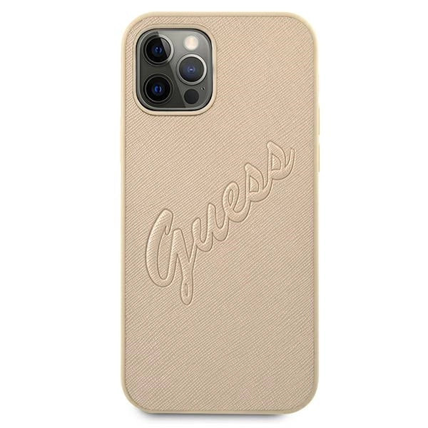 Guess GUHCP12MRSAVSLG iPhone 12/12 Pro 6.1" guld/guld hardcase Saffiano Vintage Script