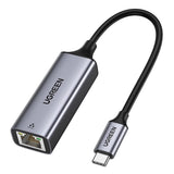 Ugreen eksternt netværksadapter RJ45 - USB Type C (1000 Mbps / 1 Gbps) Gigabit Ethernet grå (CM199)