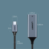 Ugreen eksternt netværksadapter RJ45 - USB Type C (1000 Mbps / 1 Gbps) Gigabit Ethernet grå (CM199)