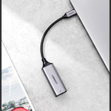 Ugreen eksternt netværksadapter RJ45 - USB Type C (1000 Mbps / 1 Gbps) Gigabit Ethernet grå (CM199)