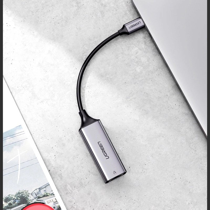 Ugreen eksternt netværksadapter RJ45 - USB Type C (1000 Mbps / 1 Gbps) Gigabit Ethernet grå (CM199)