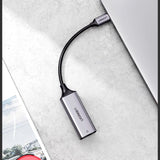 Ugreen eksternt netværksadapter RJ45 - USB Type C (1000 Mbps / 1 Gbps) Gigabit Ethernet grå (CM199)
