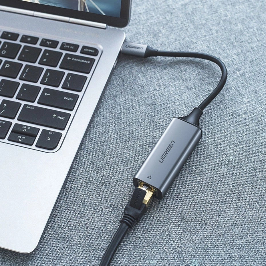 Ugreen eksternt netværksadapter RJ45 - USB Type C (1000 Mbps / 1 Gbps) Gigabit Ethernet grå (CM199)